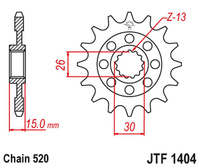 JT ZĘBATKA PRZEDNIA 2199 15 BMW S1000 RR, '09-21', 1000 HP4 '13-15' (219915JT) (ŁAŃC. 520)
