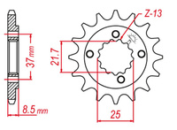GROSSKOPF PROMOCJA ZĘBATKA PRZEDNIA 350 15 HONDA XR 600 '91-'00, POLARIS 500 '03-'07, TRX 400 X/EX '05-'14 (+1) (JTF1309.15)