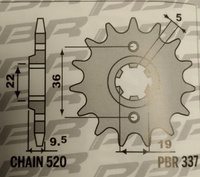 GROSSKOPF ZĘBATKA PRZEDNIA 337 12 TRX 250R '83-'92, TRX 300EX '93-'07, CR 250 '82-'85, CR500 '84-'85 (JTF337.12)