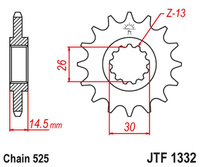 JT ZĘBATKA PRZEDNIA 2047 16 HONDA CB 750F2 '92-'00 (204716JT) (ŁAŃC. 525)