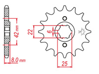 GROSSKOPF PROMOCJA ZĘBATKA PRZEDNIA 281 14 HONDA XL250R, XR600R (XL600R/RM-1) (JTF281.14)