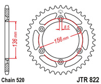 JT ZĘBATKA TYLNA 702 51 GAS GAS 200EC '00-02, HUSQVARNA TE 350 '90-95, TE 449/511 '11-12 (70251JT) (ŁAŃC. 520)