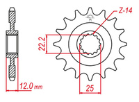 GROSSKOPF PROMOCJA ZĘBATKA PRZEDNIA 2102 14 GAS GAS EC 125/200/250/300/400/450/515 '00-20, RIEJU MR 300 '21-, (+1) (ŁAŃC.520) (JTF715.14)