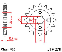 JT ZĘBATKA PRZEDNIA 276 15 HONDA CB 400N '81-'83 (27615JT) (ŁAŃC. 520)