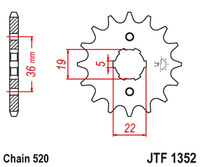 JT ZĘBATKA PRZEDNIA 337 12 HONDA TRX 250/300 '87-09', CR 250 '82-85', CR500 '84-85' (33712JT) (ŁAŃC. 520)