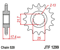 JT ZĘBATKA PRZEDNIA 267 14 HONDA CB 250 '96-07' VT/VTR 250 '98-17' (26714JT) (ŁAŃC. 520)