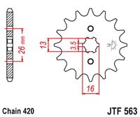 JT ZĘBATKA PRZEDNIA 415 17 SUZUKI TS 50, YAMAHA DT 50MX (41517JT) (ŁAŃC. 420)