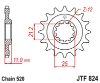 JT ZĘBATKA PRZEDNIA 727 12 HUSQVARNA CR/WR/TC/TE 125/250/300/310/410/510/610 (72712JT) (ŁAŃC. 520)