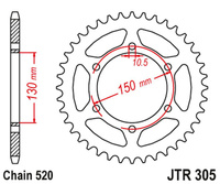 JT ZĘBATKA TYLNA 236 46 HONDA NX 650 '95-'01, YAMAHA XJ 6 '09-'15 (JTR305.46ZBK)* (ŁAŃC. 520) - PATRZ RÓWNIEŻ 430946 (JTR245/3.46) KOLOR CZARNY