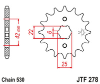 JT ZĘBATKA PRZEDNIA 278 14 HONDA CB 400N '79-'80 (27814JT) (ŁAŃC. 530)