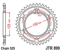 JT ZĘBATKA TYLNA 4454 42 KTM 950/990/1190 ADVENTURE / R LC8 '03-'18 (JTR899.42ZBK) (ŁAŃC. 525) KOLOR CZARNY