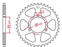 GROSSKOPF PROMOCJA ZĘBATKA TYLNA ALUMINIOWA KOLOR CZARNY 467 54 RIEJU 50 RS2 MATRIX/PRO '03-10' NAKED '04-09 (JTR1077.54)
