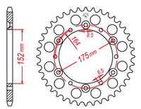 GROSSKOPF PROMOCJA ZĘBATKA TYLNA ALUMINIOWA KOLOR CZARNY 856 49 YAMAHA YZ 125 '88, WR 250 '89-'97, YZ 250 '87-'92, YZF 250 '94-'98 (JTR853.49)