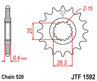 JT ZĘBATKA PRZEDNIA 2168 16 YAMAHA YFZ 450/YFM 700 RAPTOR '06-'19 (216816JT) (ŁAŃC. 520)
