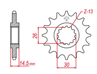GROSSKOPF PROMOCJA ZĘBATKA PRZEDNIA 2047 15 HONDA CB750F '91-'03, CB 1000 '18-'21, VFR 800 '14-'20 (-1) (JTF1332.15)