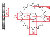 GROSSKOPF PROMOCJA ZĘBATKA PRZEDNIA 511 15 KAWASKI KLR650 '90-'14, KLX650, KZ 400/440 (JTF511.15)