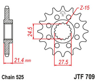 JT ZĘBATKA PRZEDNIA 2150 17 APRILIA 750/900 DORSODURO/ABS '07-'19, SHIVER/GT/ABS '07-'19 1200 DORSODURO/ABS '11-'16 (JTF709.17)* (ŁAŃC. 525)