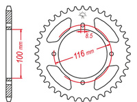 GROSSKOPF PROMOCJA ZĘBATKA TYLNA ALUMINIOWA KOLOR CZARNY 467 52 KAWASAKI KX 80 '98-'00, KX 85 '01-'20, KX 100 '00-'21 (JTR461.52) (ŁAŃC. 420)