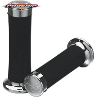 PROGRIP MANETKI PG860 CUSTOM CHOPPER (22+25MM, DŁ.130MM) KOLOR CZARNY GĄBKA + CHROM (860-102)