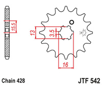 JT ZĘBATKA PRZEDNIA 542 13 YAMAHA DT 80 MX-S '83-84' (54213JT) (ŁAŃC. 428)