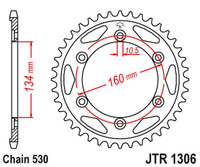 JT ZĘBATKA TYLNA 4399 42 HONDA CBR 1000RR '06-'16, CBR 900RR '00-'03 (JTR1306.42ZBK) (ŁAŃC. 530) KOLOR CZARNY