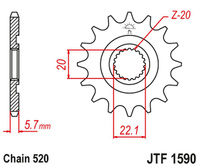 JT ZĘBATKA PRZEDNIA 2103 13 YAMAHA YZF 250 '01-'17, WR 250F '01-'17 (210313JT) (ŁAŃC. 520)