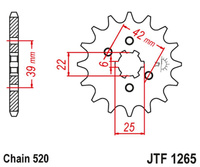 JT ZĘBATKA PRZEDNIA 265 13 HONDA XL 250S '78-'81, XL 250K '76-'77 (26513JT) (ŁAŃC. 520)