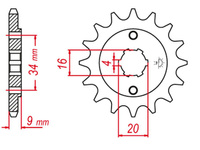 GROSSKOPF PROMOCJA ZĘBATKA PRZEDNIA 2062 14 YAMAHA YFS200 BLASTER '88-'06 (+1), TT-R230 '05-'20 (+1), DT200 L '85 (+1), HYOSUNG GT 250 '04-'15, GY 250 '04-'12 (JTF1554.14)