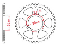 GROSSKOPF PROMOCJA ZĘBATKA TYLNA ALUMINIOWA KOLOR CZARNY 457 51 RIEJU 50 RS2 MATRIX/PRO '03-10' NAKED '04-09 (JTR1077.47)
