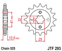 JT ZĘBATKA PRZEDNIA 293 14 HONDA XL 600V '87-'88 (PD06) (29314JT) (ŁAŃC. 525) (-1)