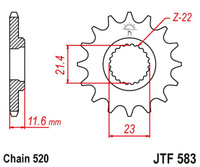 JT ZĘBATKA PRZEDNIA 2051 13 YAMAHA TT 250 '93-04' (205113JT) (ŁAŃC. 520)