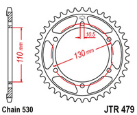 JT ZĘBATKA TYLNA 241 46 YAMAHA FZ6 '04-'09 (JTR479.46ZBK)* (ŁAŃC. 530) KOLOR CZARNY