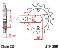 JT ZĘBATKA PRZEDNIA 290 14 HONDA XBR 500F '85-'86 (29014JT) (ŁAŃC. 525) (-1)