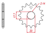 GROSSKOPF PROMOCJA ZĘBATKA PRZEDNIA 577 15 YAMAHA YZ 85 '02-'21 (+1) DT 125R/X '90-'06 (-1), TZR 125 '93-'99 (-1) (JTF558.15)