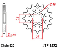 JT ZĘBATKA PRZEDNIA 2192 17 SUZUKI GSXR 1000 '09-16' (219217JT) (ŁAŃC. 520) KONWERSJA