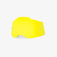 100 PROCENT (2022) RC2/AC2/ST2 REPLACEMENT LENS - YELLOW, SZYBA/SZYBKA DO GOGLI POJEDYŃCZA RACECRAFT 2/ ACCURI 2/ STRATA 2 KOLOR ŻÓŁTY STARY KOD 51008-108-01