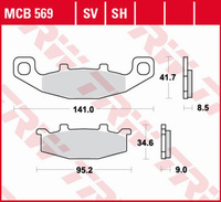TRW LUCAS ZF KLOCKI HAMULCOWE KH129 SINTER STREET KAWASAKI GPZ 400R '89-, ZZR 500/600 '90-'92, GPX 600R '88-'99, ZR 750 '91-'99, GPZ 900R '90-'94, ZR 1100 '92-'95, ZX-11 '93-'01, ZZR 1100 '90-'92 TYŁ