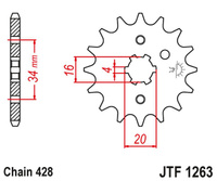 JT ZĘBATKA PRZEDNIA 263 11 SUZUKI RM 80/85, YAMAHA XT 125 R/X (26311JT) (ŁAŃC. 428)