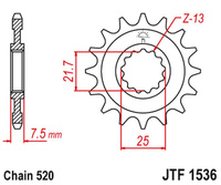 JT ZĘBATKA PRZEDNIA 585 15 KAWASAKI ZX-6R/RR '07-17, YAMAHA XTZ 750 '90-'98 (58515JT) (ŁAŃC. 520)