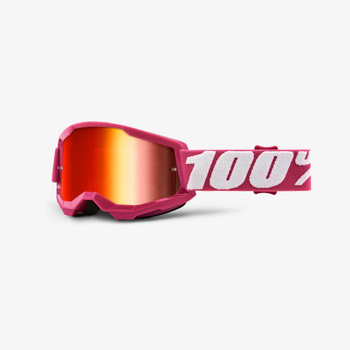 100 PROCENT (2022) FA20 STRATA 2 YOUTH GOGGLE FLETCHER - MIRROR RED LENS - GOGLE STRATA 2 JUNIOR DZIECIĘCE KOLOR RÓŻOWY/BIAŁY SZYBKA CZERWONE LUSTRO STARY KOD: 50521-251-06