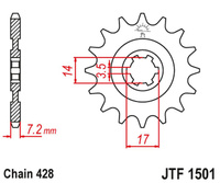 JT ZĘBATKA PRZEDNIA 2054 13 KAWASAKI KLT/KLF 110 '84-88', KLX 140 '08-20' (205413JT) (ŁAŃC. 428)