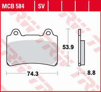 TRW LUCAS ZF KLOCKI HAMULCOWE KH123 ORGANIC YAMAHA FZR 750/1000 GENESIS '86-'88, TRX 850 '96-'99, FJ 1200 '91-'95, XJR 1200 '96-'98, XVZ 1300 ROYAL STAR '96-'01, XVZ 1300 VENTURE ROYAL '86-'92 PRZÓD