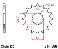 JT ZĘBATKA PRZEDNIA 566 15 Z GUMĄ (JTF566.15RB)* (ŁAŃC. 530) - MOŻE BYĆ ZASTĄPIONA PRZEZ 51315JT (JTF513.15) ORAZ 51915JT (JTF519.15)