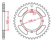 GROSSKOPF PROMOCJA ZĘBATKA TYLNA ALUMINIOWA KOLOR SREBRNY 467 54 KAWASAKI KX 80 '98-'00, KX 85 '01-'20, KX 100 '00-'21 (JTR461.54) (ŁAŃC. 420)