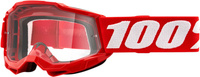 GOGLE MŁODZIEŻOWE 100% ACCURI 2 ROZMIAR UNIWERSALNY CZERWONE PRZEŹROCZYSTE