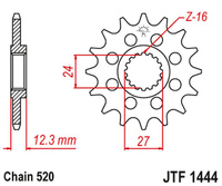 JT ZĘBATKA PRZEDNIA 2310 16 SUZUKI GSXR 1000 '17-20' (231016JT) (ŁAŃC. 520) KONWERSJA
