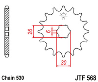 JT ZĘBATKA PRZEDNIA 568 16 YAMAHA XS 650 '75-'81, XS650 SE '78-'83 (56816JT) (ŁAŃC. 530) NA ZAMÓWIENIE