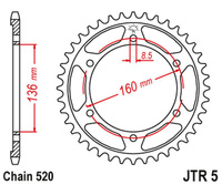 JT ZĘBATKA TYLNA 3552 47 BMW F650 APRILIA PEGASO 650 '92-'04 (JTR5.47ZBK)* (ŁAŃC. 520) KOLOR CZARNY