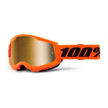 100 PROCENT GOGLE MODEL STRATA 2 NEON ORANGE - MIRROR GOLD LENS KOLOR POMARAŃCZOWY SZYBKA ZŁOTE LUSTRO STARY KOD 50421-259-05