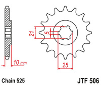 JT ZĘBATKA PRZEDNIA 506 14 KAWASAKI S1 250 '73-75' KH 250 '75-82' (50614JT) (ŁAŃC. 525) NA ZAMÓWIENIE